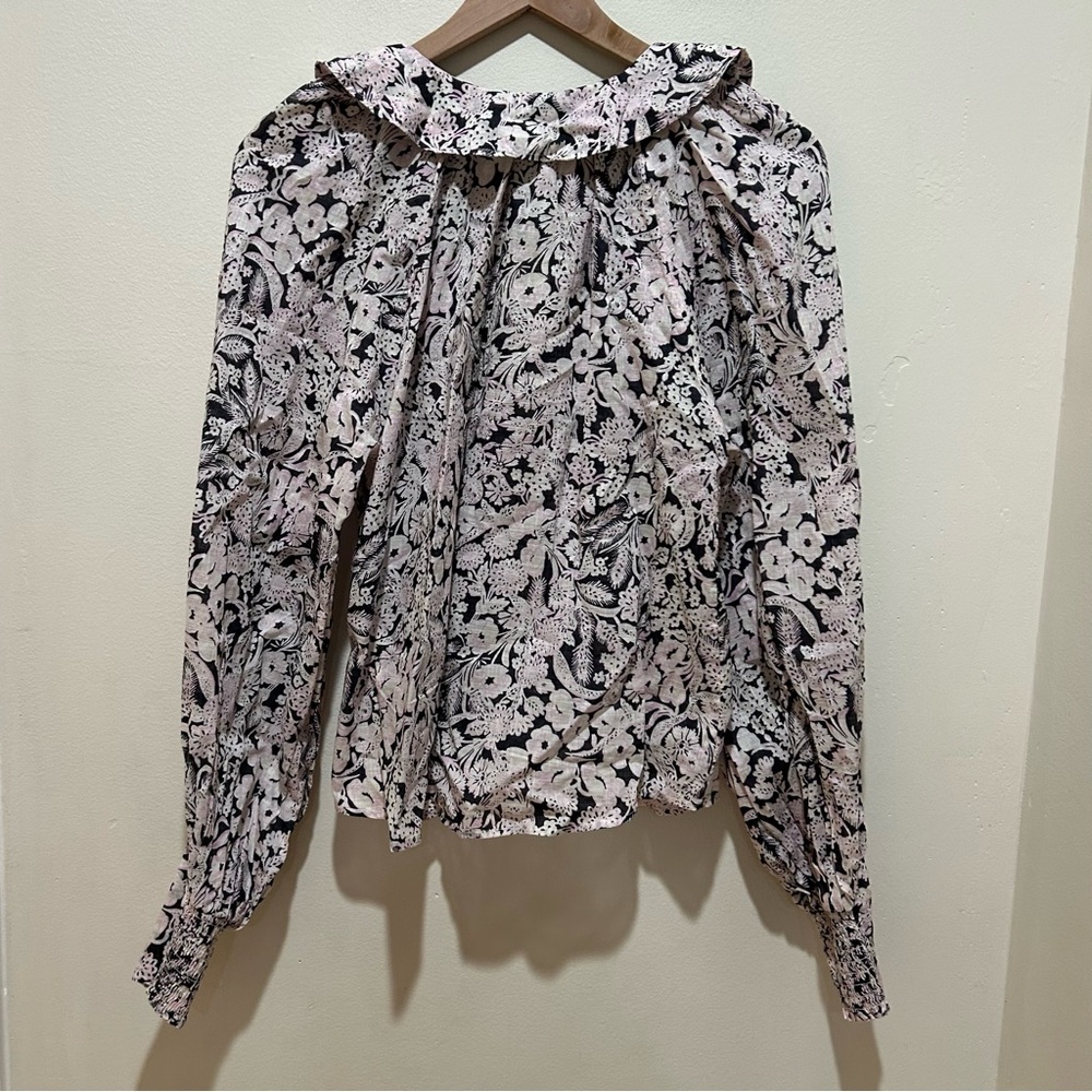 NWT by Anthropologie Peasant Blouse Top - White, Pink and Blue - Women’s Size XS - Picture 3 of 9